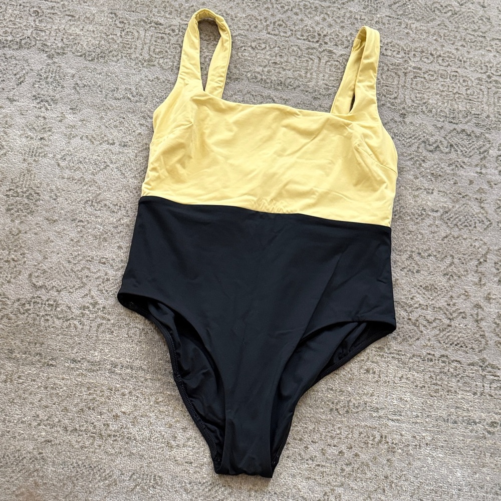 BONDI BORN Yellow and Black Colorblock One Piece Swimsuit